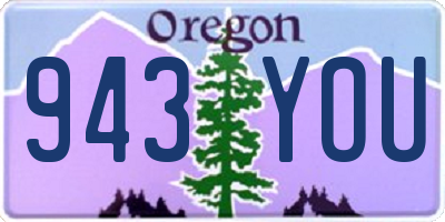 OR license plate 943YOU