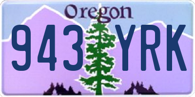 OR license plate 943YRK