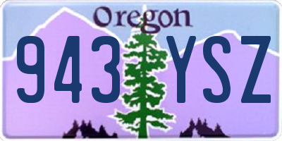 OR license plate 943YSZ