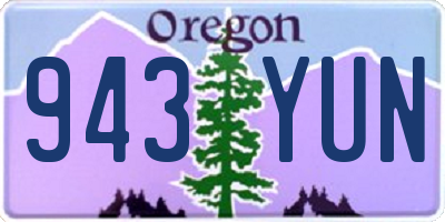 OR license plate 943YUN