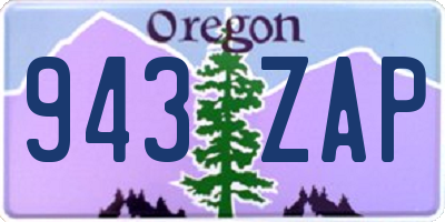 OR license plate 943ZAP