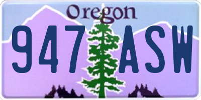 OR license plate 947ASW