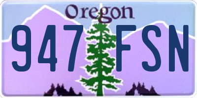 OR license plate 947FSN