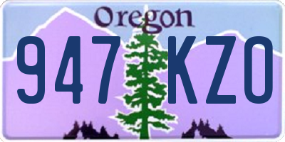 OR license plate 947KZO