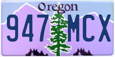 OR license plate 947MCX