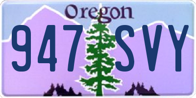 OR license plate 947SVY