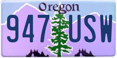 OR license plate 947USW