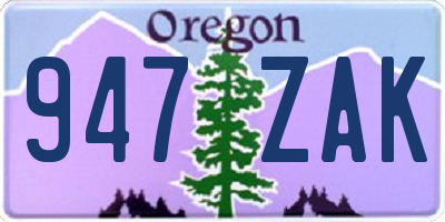 OR license plate 947ZAK