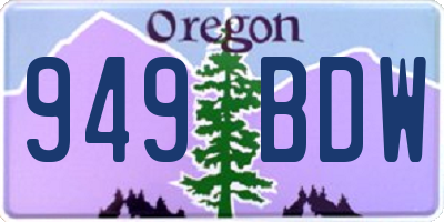 OR license plate 949BDW
