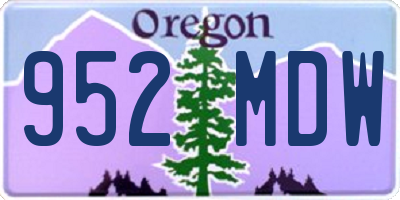 OR license plate 952MDW