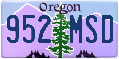 OR license plate 952MSD