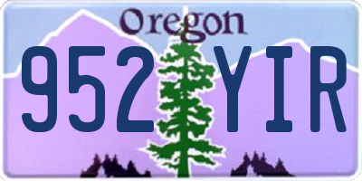 OR license plate 952YIR