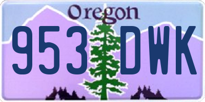 OR license plate 953DWK