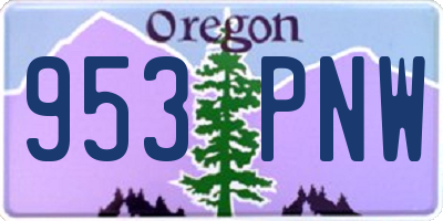 OR license plate 953PNW
