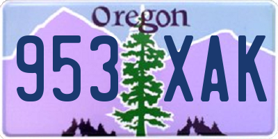 OR license plate 953XAK