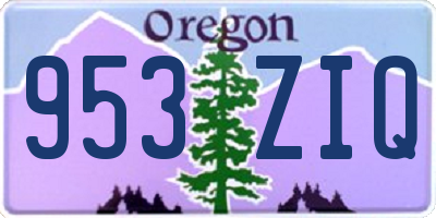 OR license plate 953ZIQ