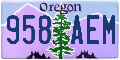 OR license plate 958AEM