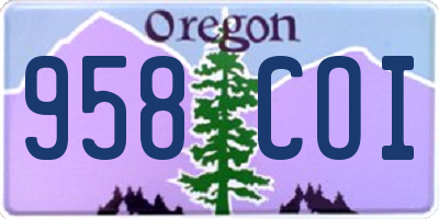 OR license plate 958COI