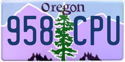 OR license plate 958CPU