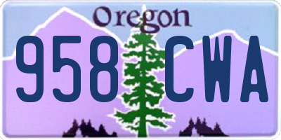 OR license plate 958CWA