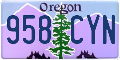 OR license plate 958CYN