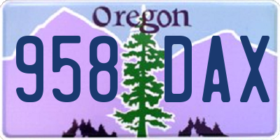 OR license plate 958DAX