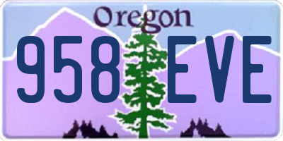 OR license plate 958EVE