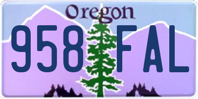 OR license plate 958FAL