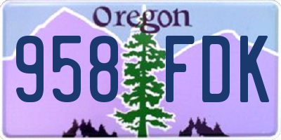 OR license plate 958FDK