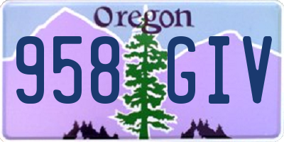 OR license plate 958GIV