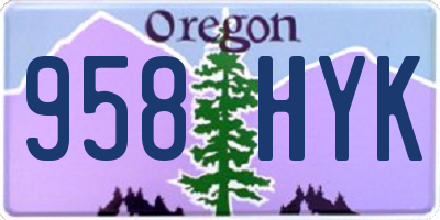 OR license plate 958HYK