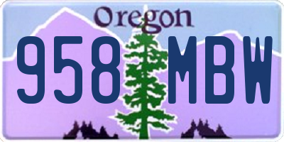 OR license plate 958MBW