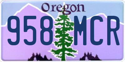 OR license plate 958MCR