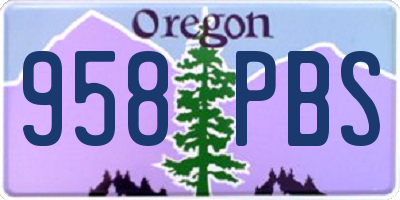 OR license plate 958PBS