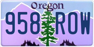OR license plate 958ROW