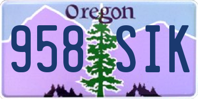OR license plate 958SIK