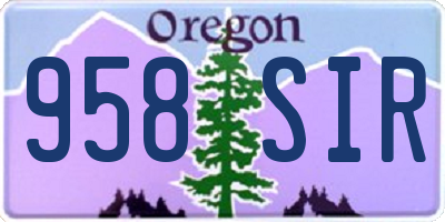 OR license plate 958SIR