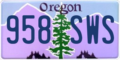 OR license plate 958SWS