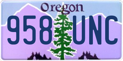 OR license plate 958UNC