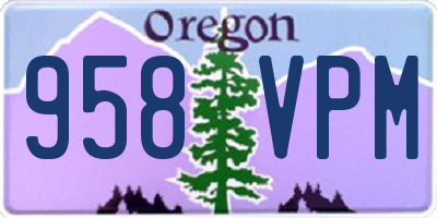 OR license plate 958VPM