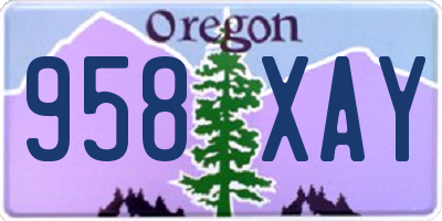 OR license plate 958XAY