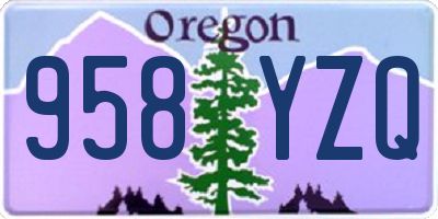OR license plate 958YZQ