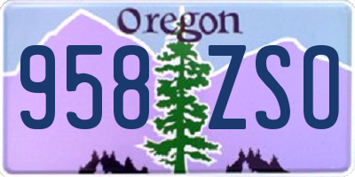 OR license plate 958ZSO