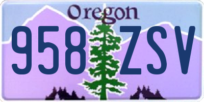 OR license plate 958ZSV