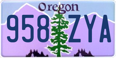 OR license plate 958ZYA
