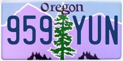OR license plate 959YUN