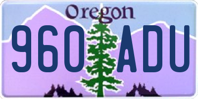 OR license plate 960ADU