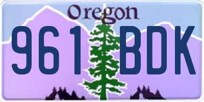 OR license plate 961BDK