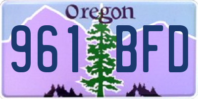 OR license plate 961BFD
