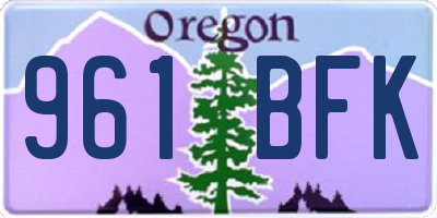 OR license plate 961BFK